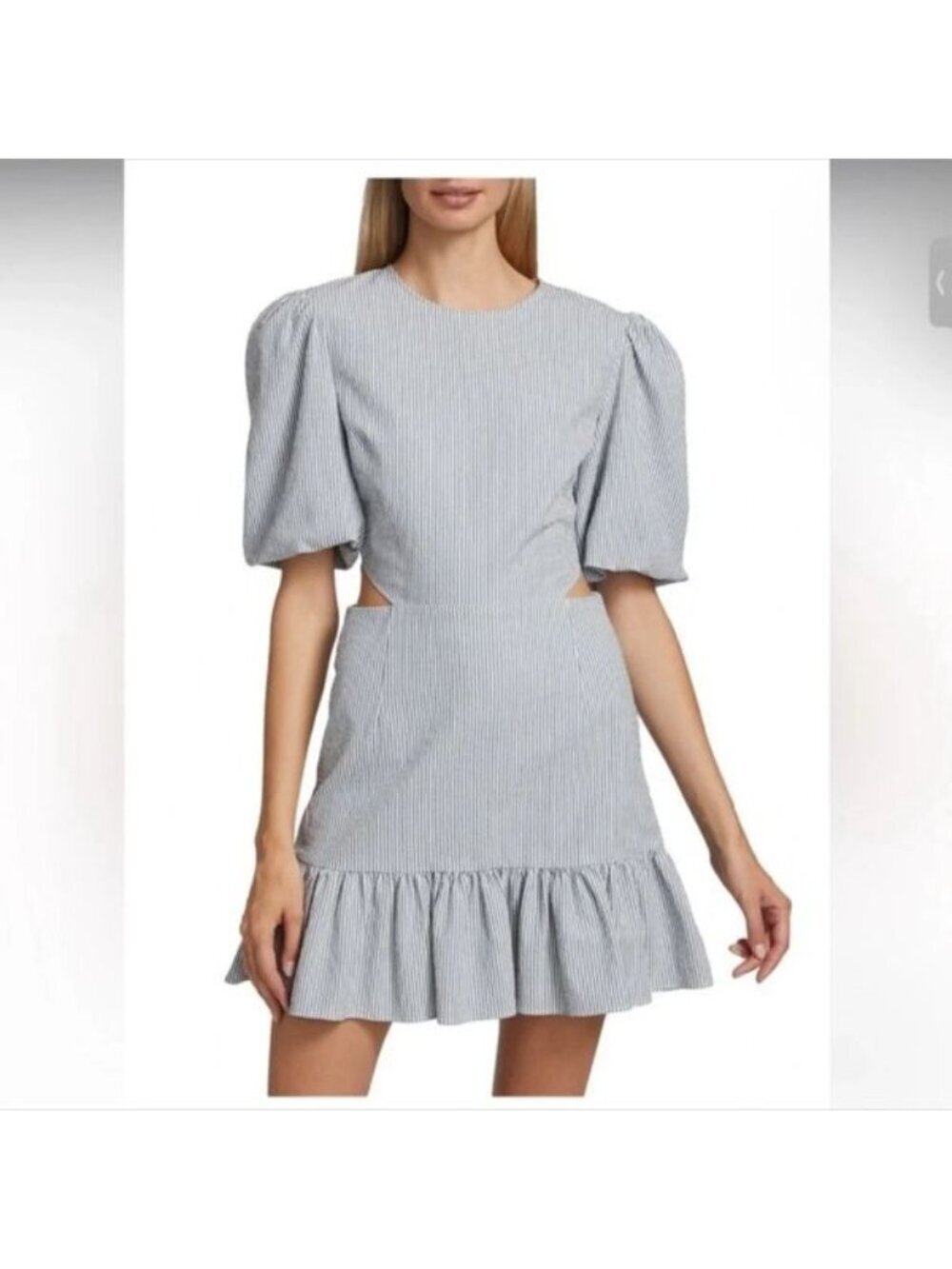 Veronica Beard Iker Puff Sleeve Cutout Mini Dress 10